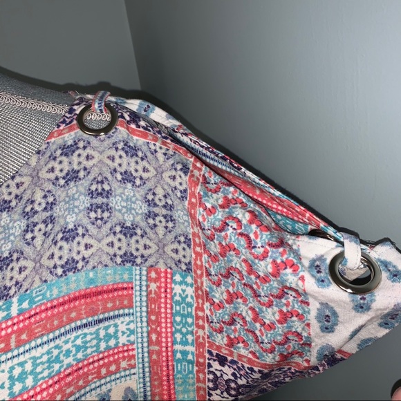 CABLE & GAGE cold shoulder patchwork paisley print shirt womens size medium - Picture 3 of 5